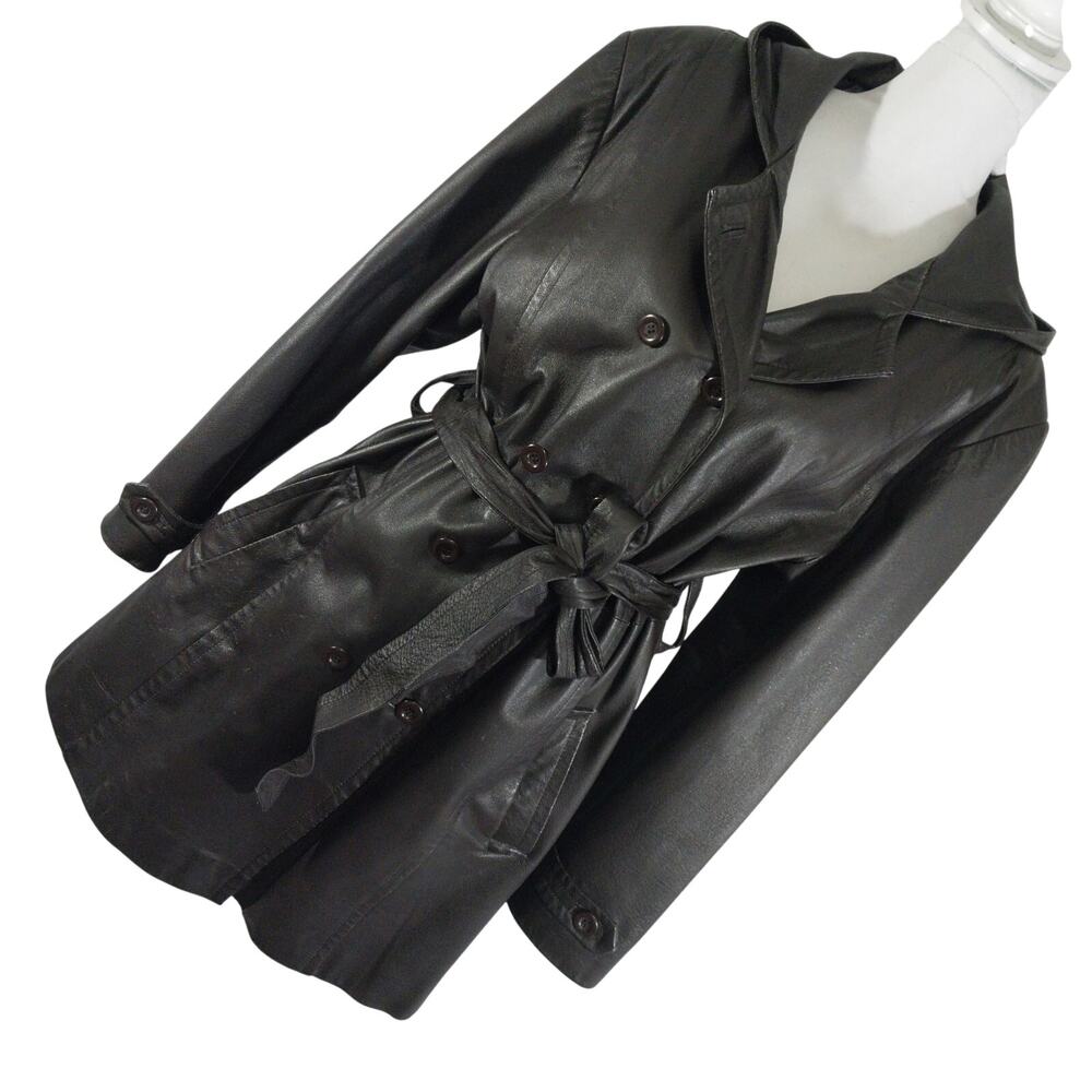 GIORGIO ST. ANGELO! DEEPEST ESPRESSO BROWN BELTED TIE WAIST JACKET, COAT! SZ XL - Picture 12 of 12